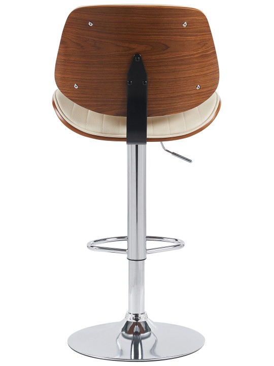 Taburete de bar Clawson piel sintética cromado, nogal/crema