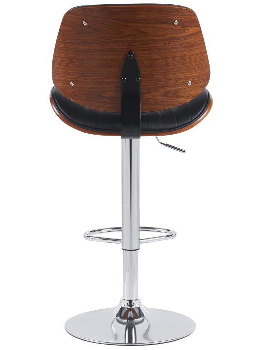 Taburete de bar Clawson piel sintética cromado, nogal/negro