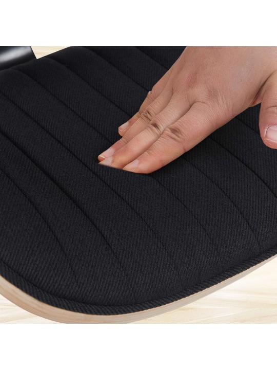 Taburete de bar Clawson tela cromo, natural/negro