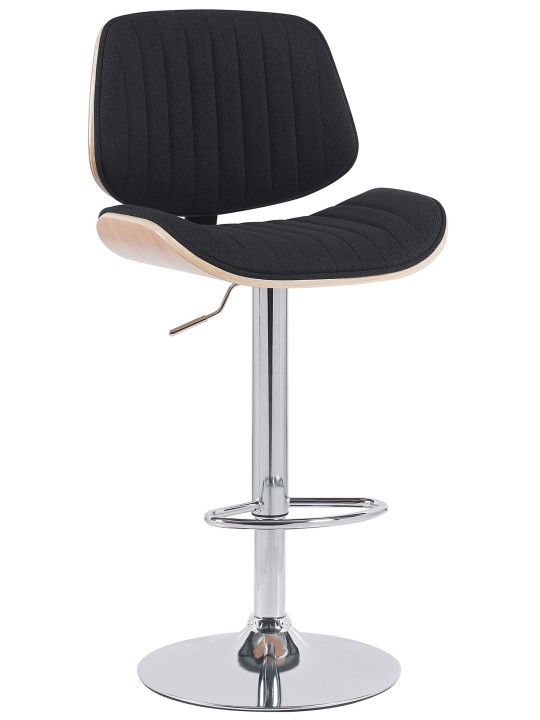 Taburete de bar Clawson tela cromo, natural/negro