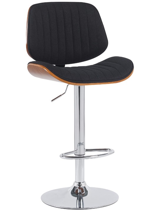 Taburete de bar Clawson tela cromo, nogal/negro