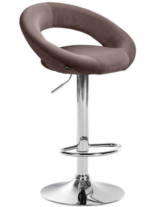 Taburete de bar Olinda terciopelo cromado, marrón