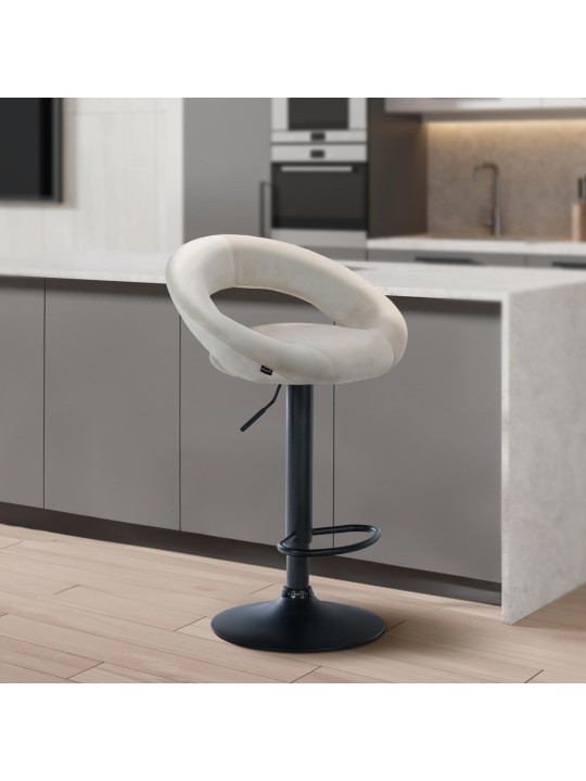 Taburete de bar Olinda terciopelo, crema