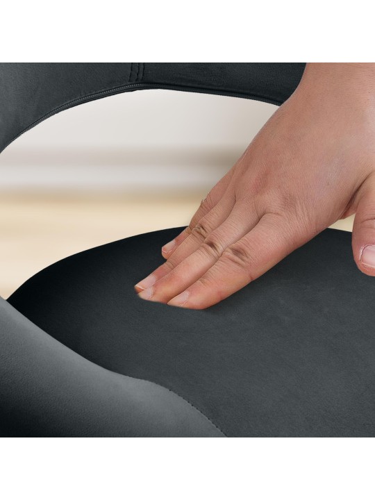 Taburete de trabajo Olinda terciopelo, negro