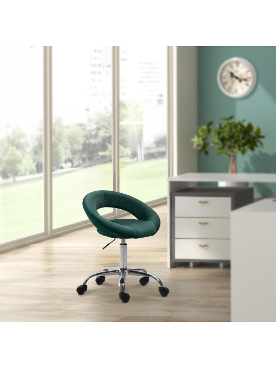 Taburete de trabajo Olinda terciopelo, verde