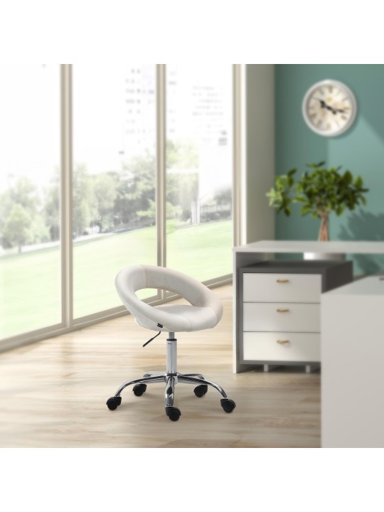 Taburete de trabajo Olinda terciopelo, crema Taburete de trabajo Olinda terciopelo, crema