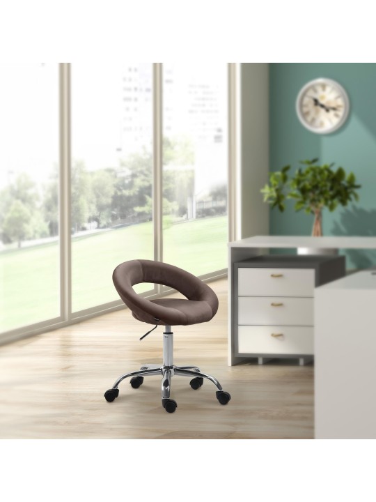 Taburete de trabajo Olinda terciopelo, marrón Taburete de trabajo Olinda terciopelo, marrón
