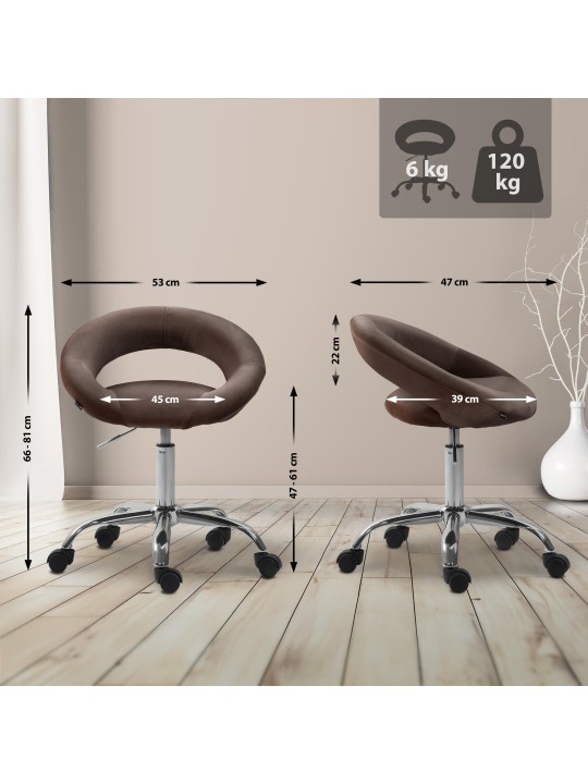 Taburete de trabajo Olinda terciopelo, marrón Taburete de trabajo Olinda terciopelo, marrón