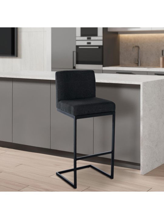Taburete de bar Hopewell tela B, gris oscuro