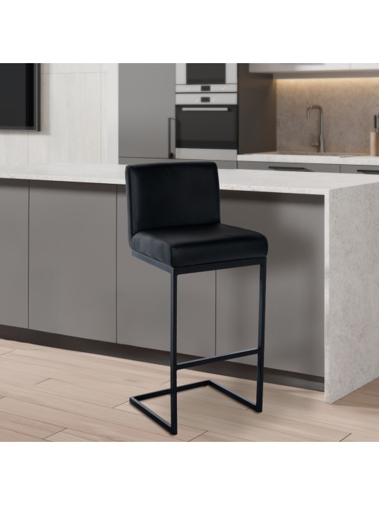 Taburete de bar Hopewell piel sintética B, negro