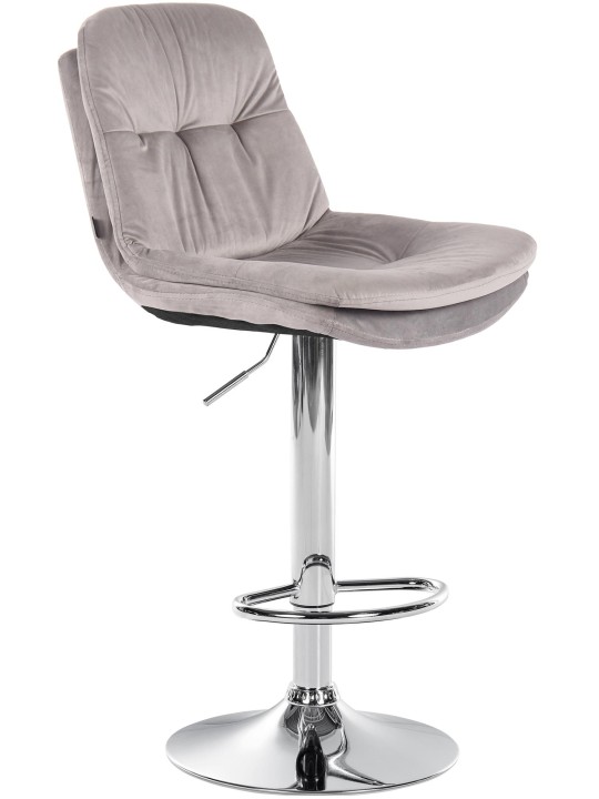 Taburete de bar Laurel Terciopelo Cromo, gris