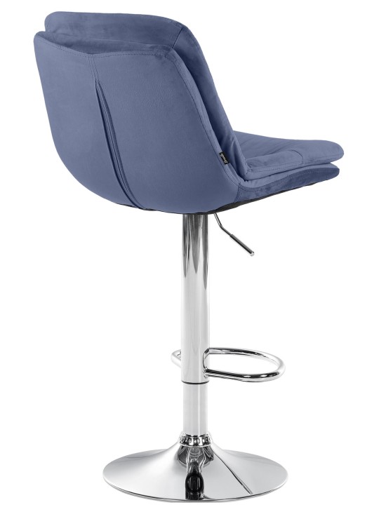 Taburete de bar Laurel Terciopelo Cromo, azul Taburete de bar Laurel Terciopelo Cromo, azul