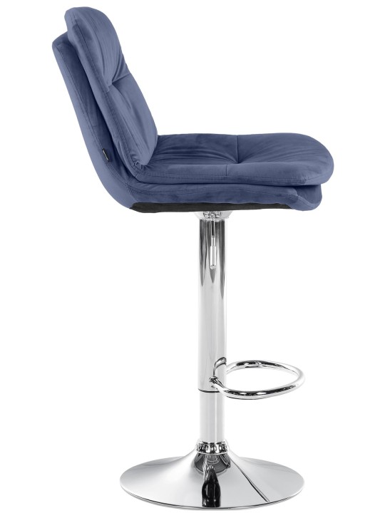 Taburete de bar Laurel Terciopelo Cromo, azul Taburete de bar Laurel Terciopelo Cromo, azul