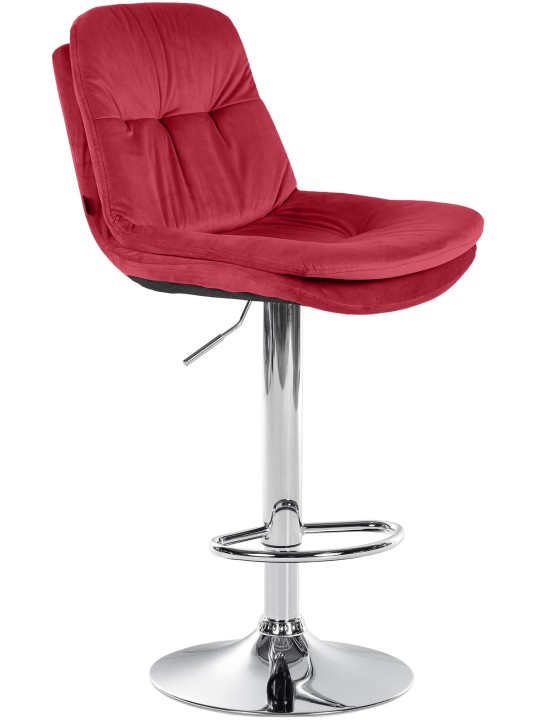 Taburete de bar Laurel Terciopelo Cromo, rojo Taburete de bar Laurel Terciopelo Cromo, rojo