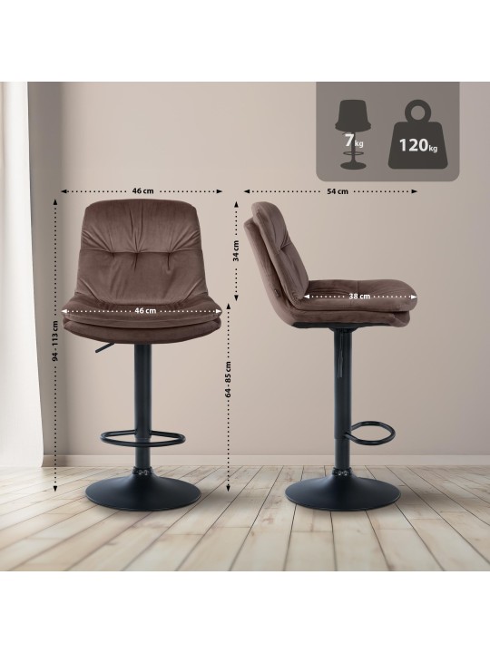 Taburete de bar Laurel terciopelo, marrón