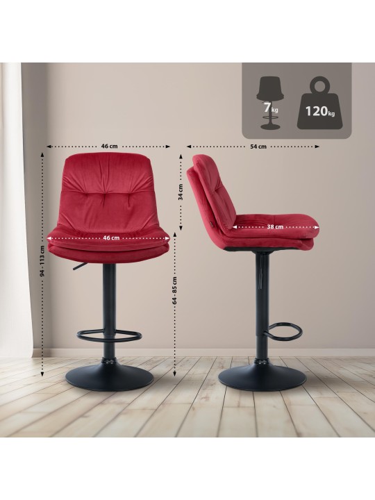 Taburete de bar Laurel terciopelo, rojo
