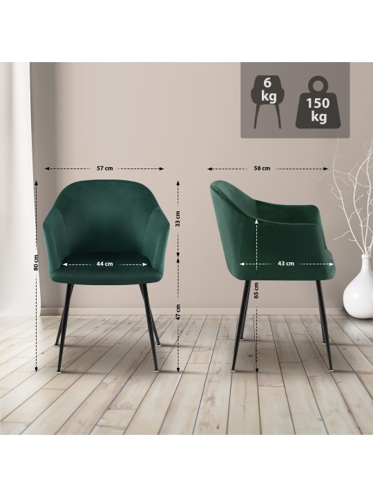 Silla de comedor de terciopelo Jaysie, verde oscuro