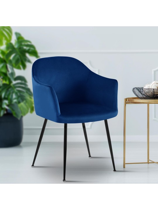 Silla de comedor de terciopelo Jaysie, azul oscuro