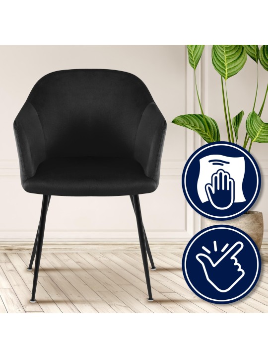 Silla de comedor de terciopelo Jaysie, negro