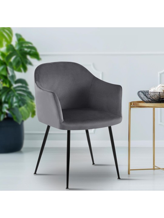 Silla de comedor de terciopelo Jaysie, gris oscuro