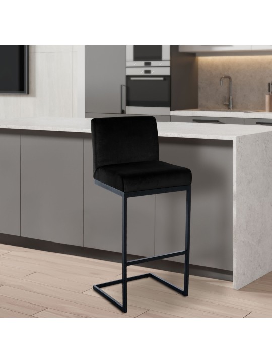 Taburete de bar Hopewell terciopelo B, negro