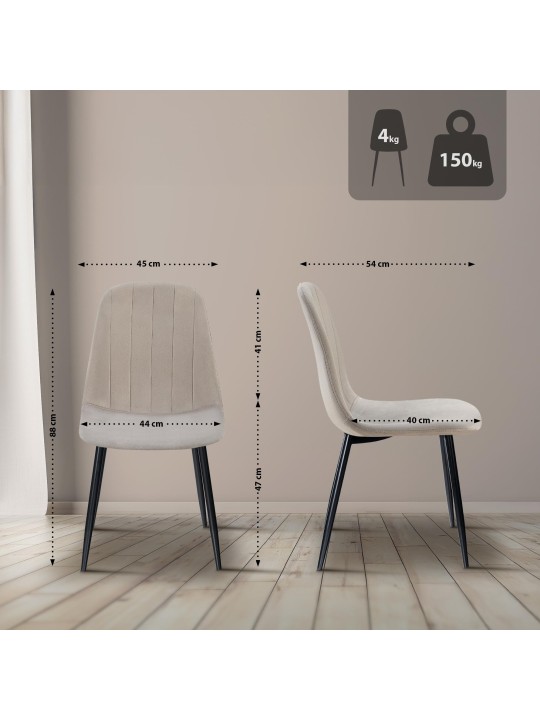 Silla de comedor Baxter de terciopelo, gris