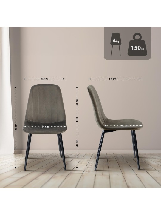 Silla de comedor Baxter de terciopelo, antracita