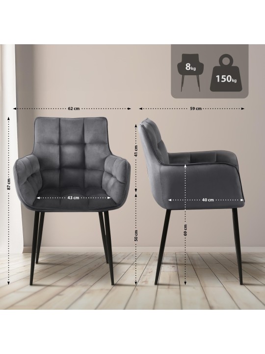 Silla Tirana terciopelo, gris oscuro Silla Tirana terciopelo, gris oscuro