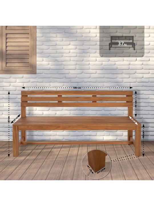 Banco teca Augusta 180 cm, teca