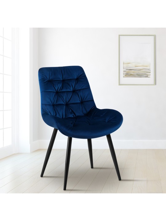 Silla de comedor de terciopelo Rossford, azul oscuro