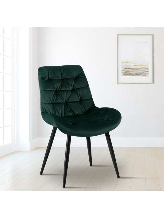 Silla de comedor de terciopelo Rossford, verde