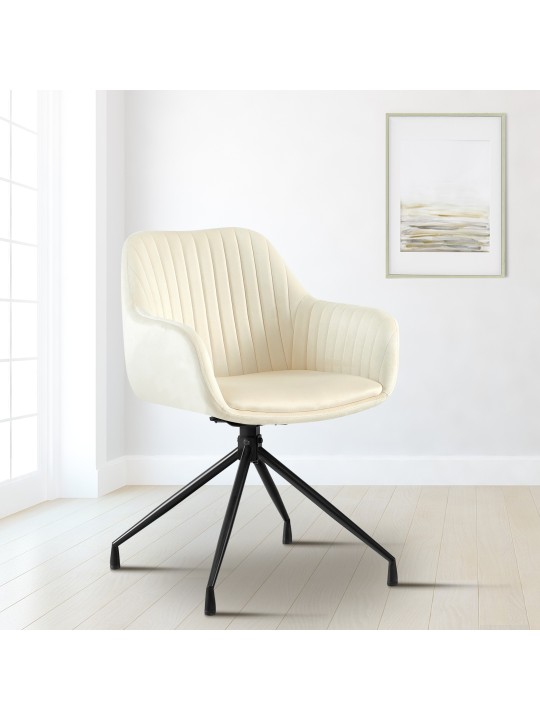 Silla de comedor Welby de terciopelo, crema
