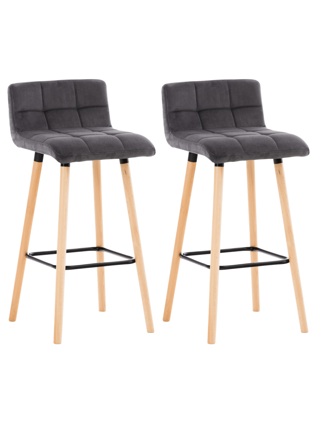 Juego de 2 taburetes de bar Lincoln terciopelo, gris