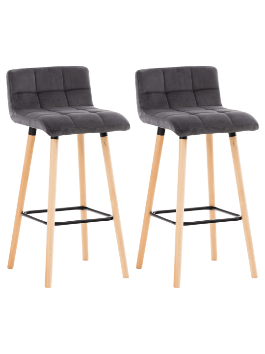 Juego de 2 taburetes de bar Lincoln terciopelo, gris Juego de 2 taburetes de bar Lincoln terciopelo, gris