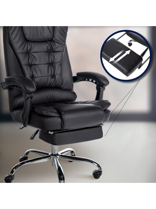 Silla de oficina Oxígeno piel sintética, negro