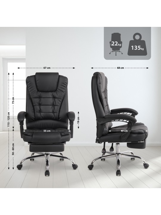 Silla de oficina Oxígeno piel sintética, negro