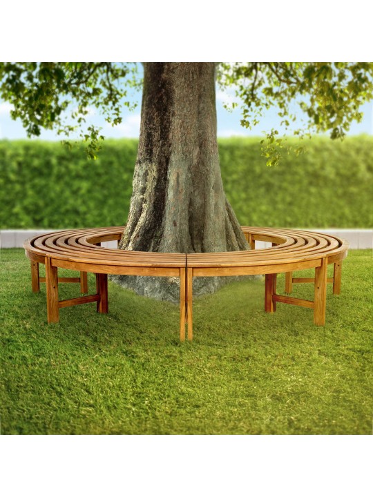 Banco arbol Nila 250 cm redondo SIN respaldo, marrón