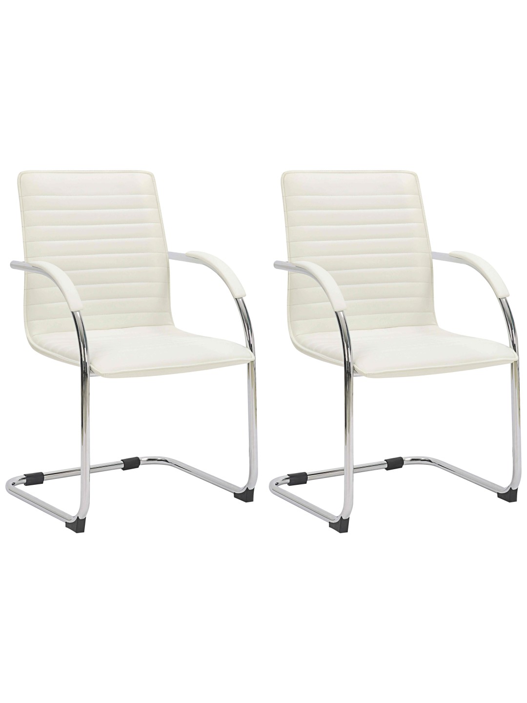 Juego de 2 sillas de visita Tira piel sintética, crema