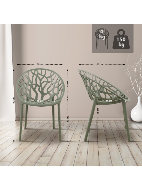 Conjunto de 4 sillas Esperanza, oliva