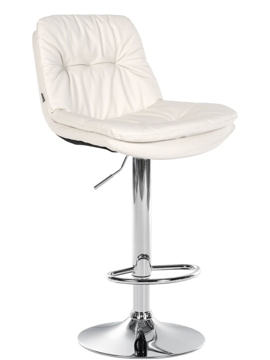 Taburete de bar Laurel polipiel cromado, blanco