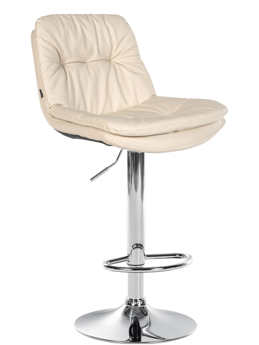 Taburete de bar Laurel polipiel cromado, crema