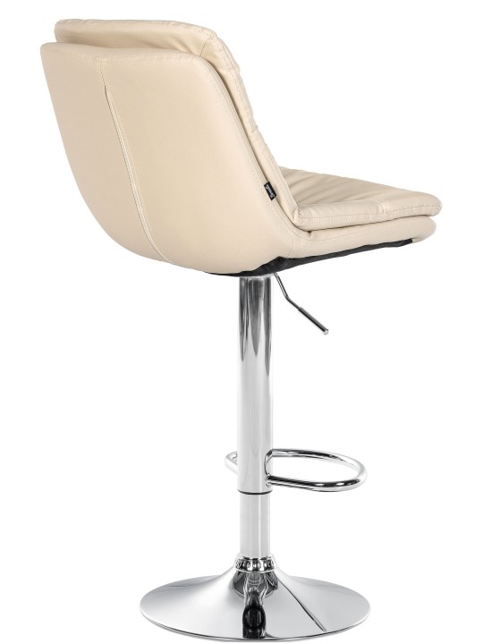 Taburete de bar Laurel polipiel cromado, crema