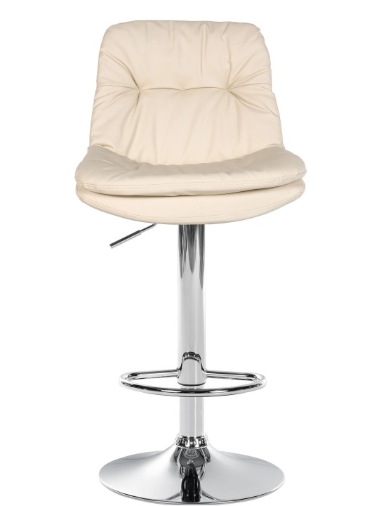 Taburete de bar Laurel polipiel cromado, crema