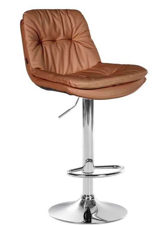 Taburete de bar Laurel polipiel cromado, marrón claro