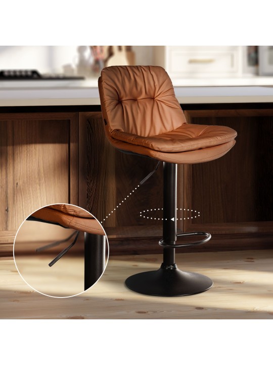 Taburete de bar Laurel piel sintética, marrón claro