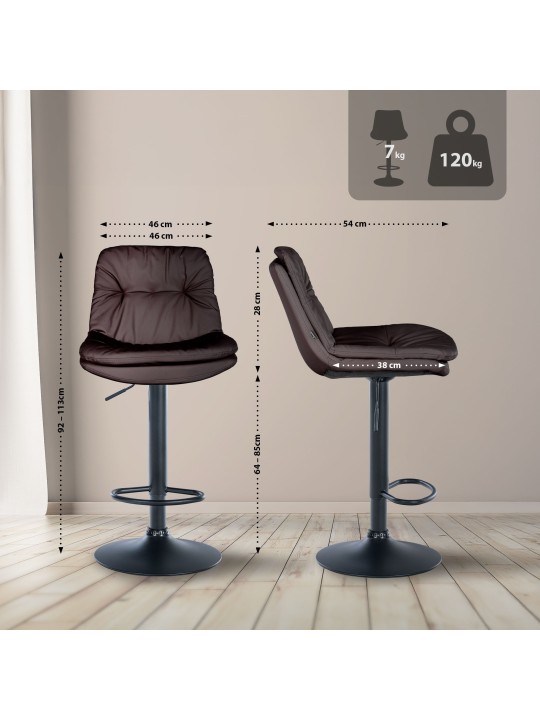 Taburete de bar Laurel piel sintética, marrón