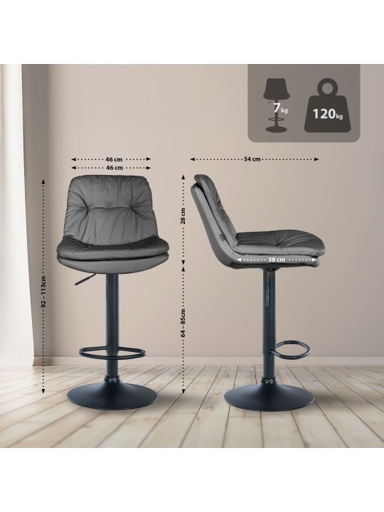 Taburete de bar Laurel piel sintética, gris