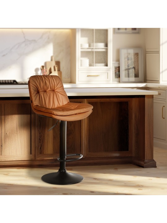 Taburete de bar Laurel piel sintética, marrón claro