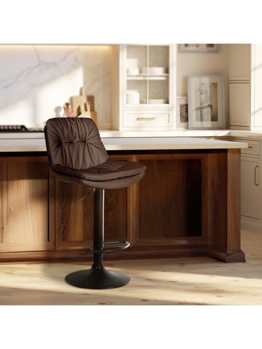 Taburete de bar Laurel piel sintética, marrón