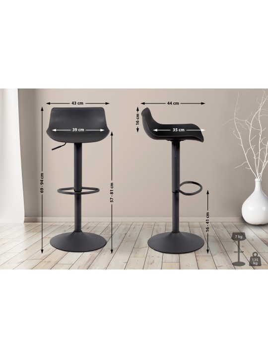 Juego de 4 taburetes de bar Aveiro, negro